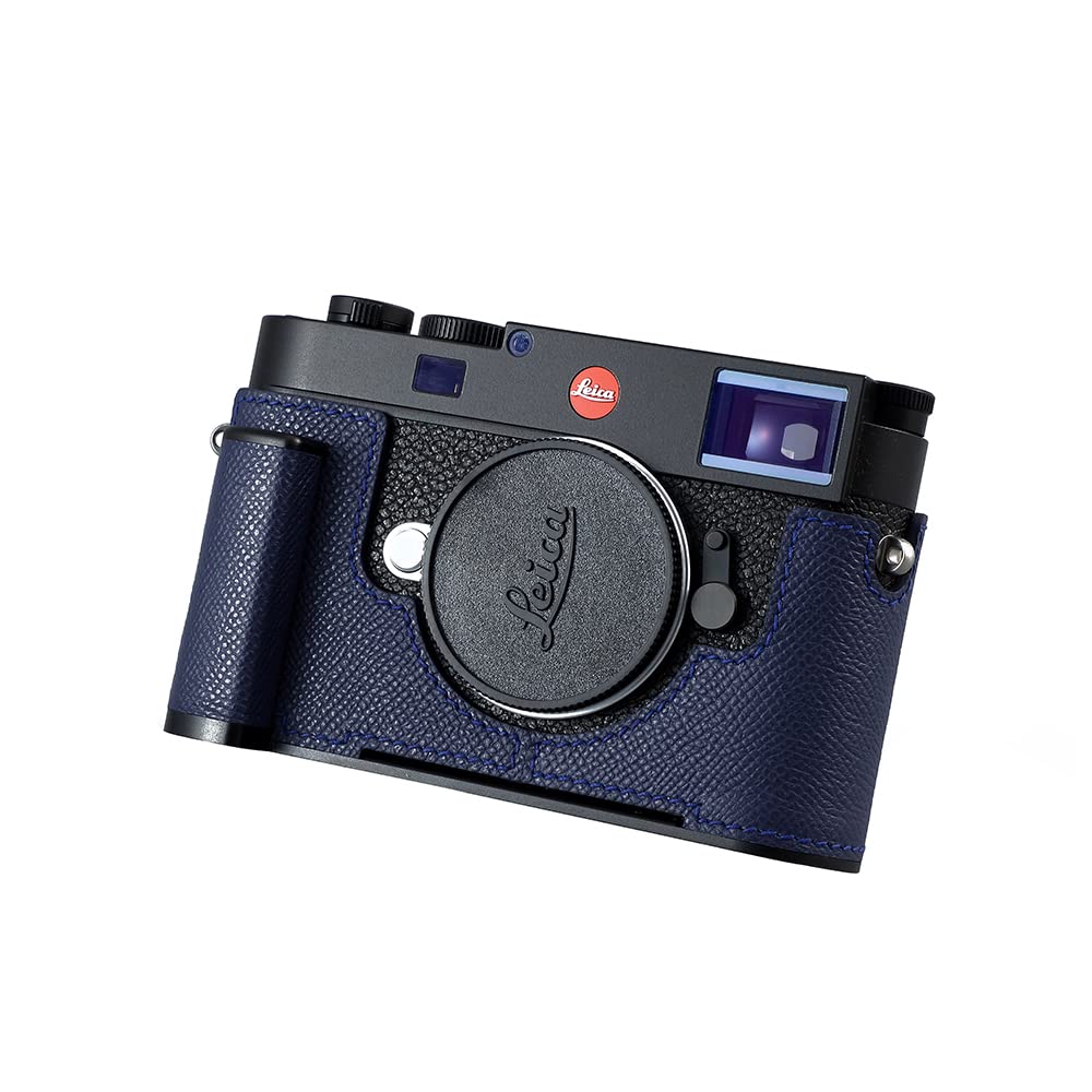 SIUTATDSH カメラハーフケース Leica M11/M11-P用、ビンテージメタル本革カメラ保護ケース スタイリッシュ ポータブル 耐衝撃 (ブルーL)｜Maison Outre