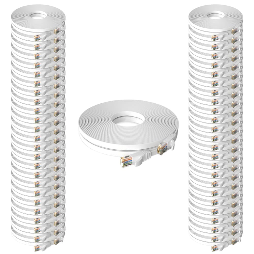 フラットケーブル LANケーブル 3m UTP Cat6 ストレート 3m*50本 ホワイト「1つパッケージ50本が含まれています」|Maison Outre