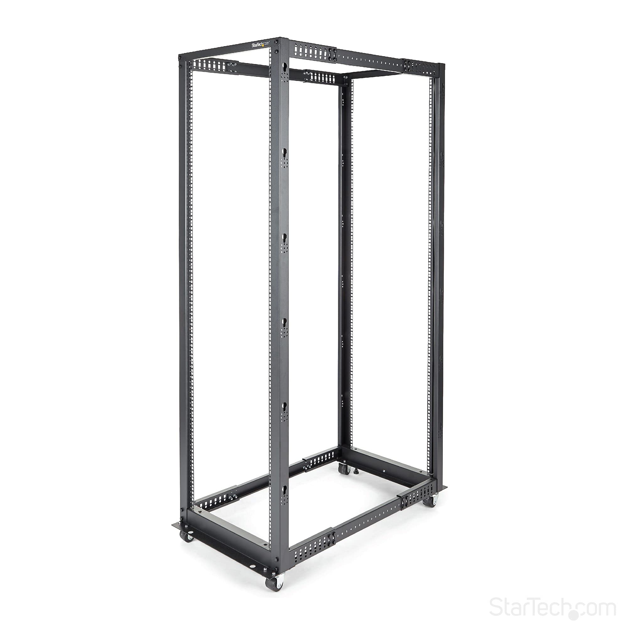 StarTech サーバーラック オープンフレーム 19インチ 42U 4ポスト 据置型・キャスター付き 奥行101cm 耐荷重600kg 4POSTRACK42｜Maison Outre