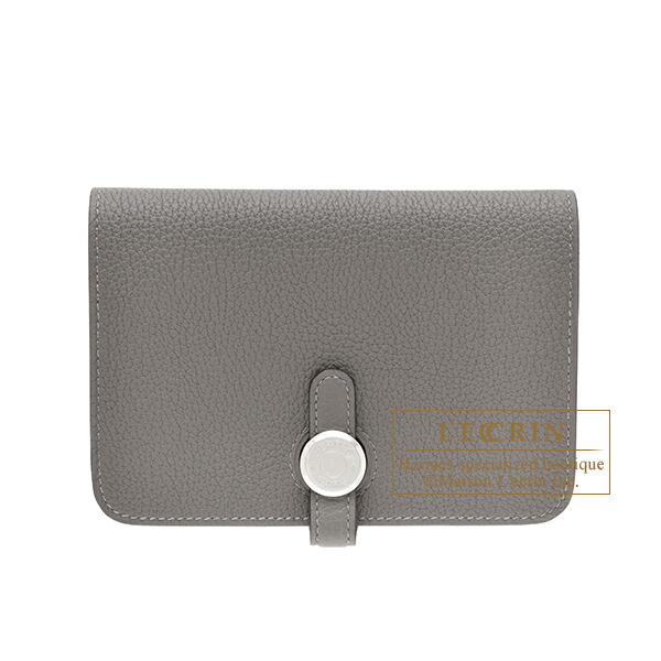 HERMES 二つ折り財布 グレー レザー エルメス Hermes HERMES 二つ折り財布 AZAP SILKIN COMPACT レザー