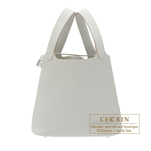 エルメス　ピコタンロック22/MM　パールグレー　トリヨンクレマンス　シルバー金具　 HERMES　Picotin Lock bag 22/MM　Pearl grey　Clemence leather　Silver hardware