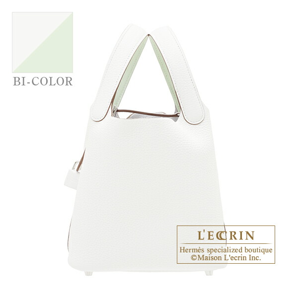 エルメス　ピコタンロックエクラ18/PM　ニューホワイト/ヴェールフィズ　トリヨンクレマンス/スイフト　シルバー金具　 HERMES　Picotin Lock Eclat bag 18/PM　New white/Vert fizz　Clemence leather/Swift leather　Silver hardware
