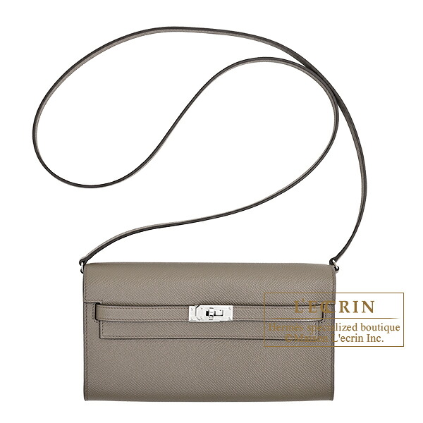 エルメス ケリーロング トゥーゴー エタン ヴォーエプソン シルバー金具 HERMES Kelly Long To Go Etain Epsom leather Silver hardware