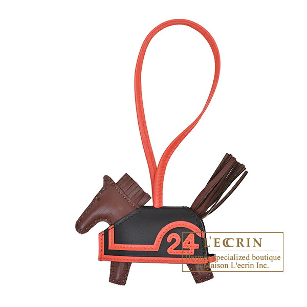 エルメス　ロデオチャーム　ロベオ24 PM　テール/カプシーヌ/ブラック　アニョーミロ/スイフト　 HERMES　Rodeo charm Robeo 24 PM　Terre/Capucine/Black　Agneau/Swift leather
