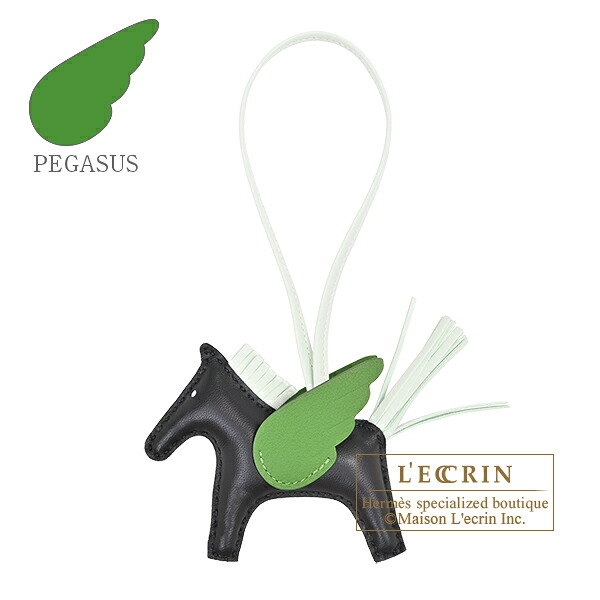 エルメス　ロデオチャームペガサスPM　ブラック/ヴェールペパーミント/ヴェールユッカ　アニョーミロ/スイフト　 HERMES　Rodeo charm Pegasus PM　Black/Vert peppermint/Vert yucca　Agneau/Swift leather