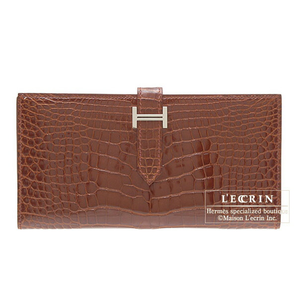 【楽天市場】エルメス ベアンスフレ ミール/ミエル クロコダイル アリゲーター シルバー金具 HERMES Bearn Soufflet