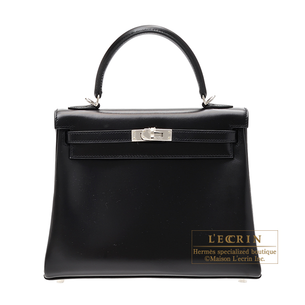 Hermes　Kelly Bag 25　Retourne　Black　Box Calf Leather　Silver Hardware