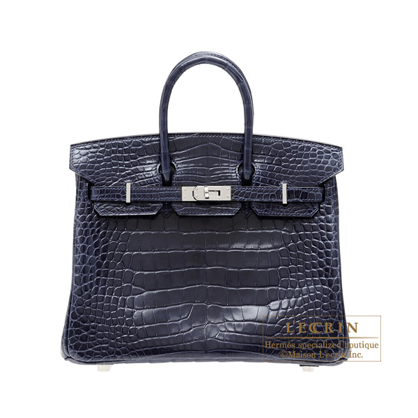 Lecrin Boutique Tokyo: Hermes Birkin bag 25 Blue abysse Alligator crocodile skin Silver hardware ...