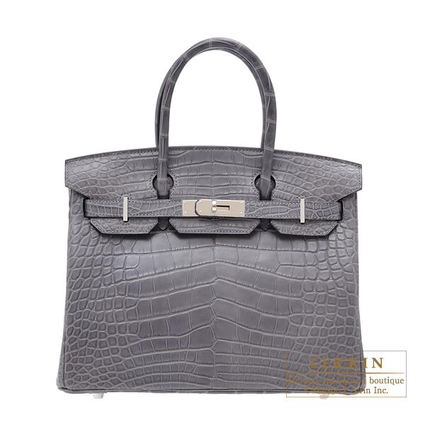 Lecrin Boutique Tokyo: Hermes Birkin bag 30 Paris grey Matt alligator crocodile skin Silver ...