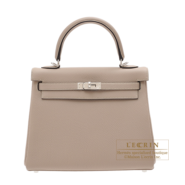 Hermes　Kelly Bag 25　Retourne　Gris Tourterelle　Togo Leather　Silver Hardware