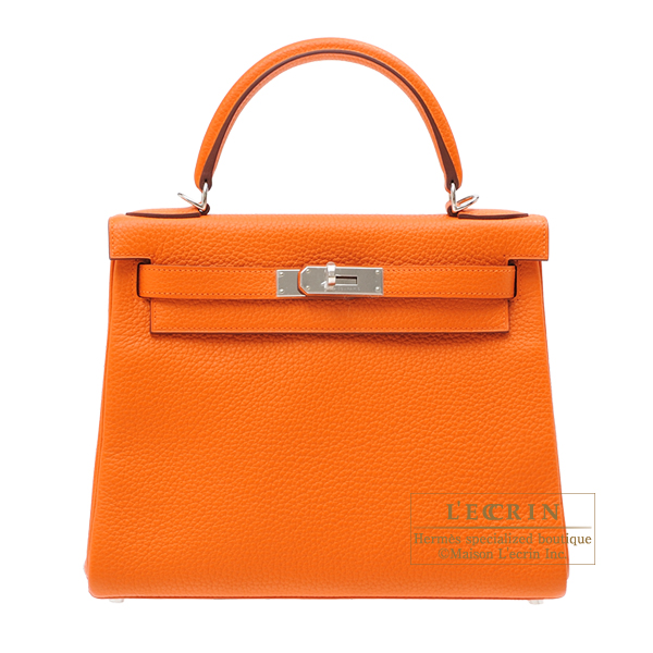 Lecrin Boutique Tokyo: Hermes Kelly bag 28 Retourne Orange Clemence leather Silver hardware ...