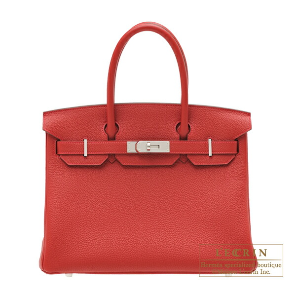 Hermes　Birkin Bag 30　Rouge Vif　Togo Leather　Silver Hardware