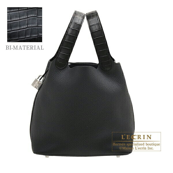 Lecrin Boutique Tokyo Hermes Picotin Lock Touch Bag Mm Black Hermes Picotin Lock Touch Bag Mm Black Clemence Leather Matt Alligator Crocodile Skin Silver Hardware