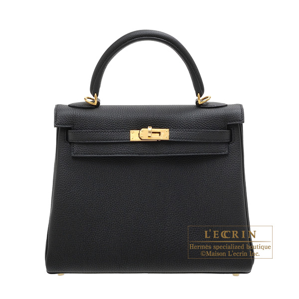 Hermes　Kelly Bag 25　Retourne　Black　Togo Leather　Gold Hardware