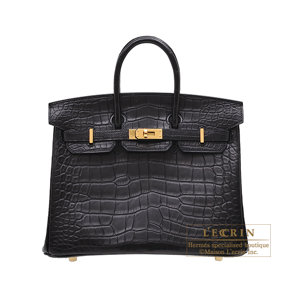 Lecrin Boutique Tokyo: Hermes Birkin bag 25 Black Matt alligator crocodile skin Gold hardware ...