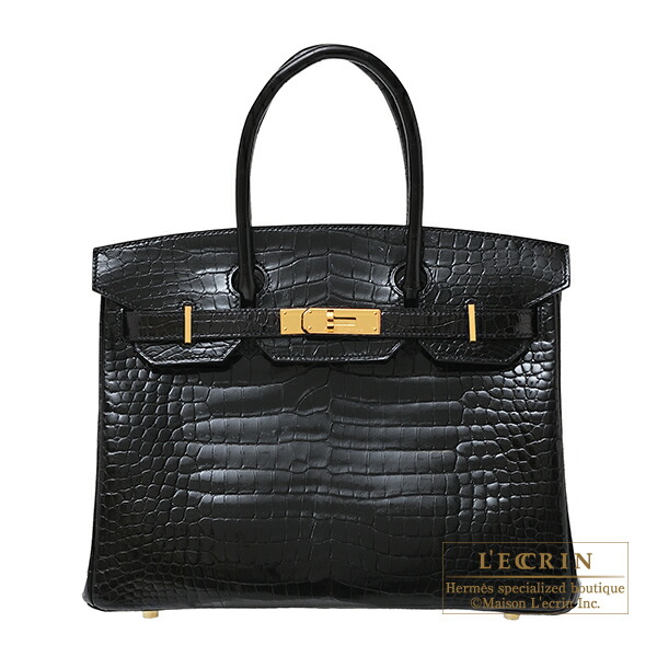 Hermes birkin Bag 30 black porosus Crocodile Skin gold Hardware