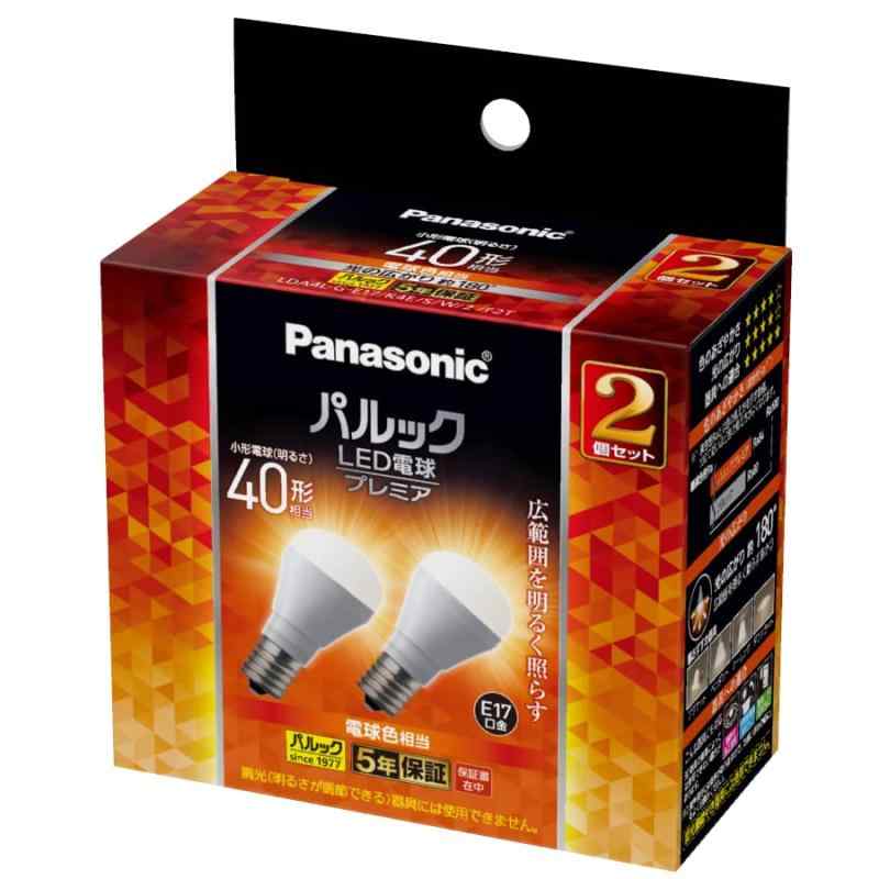 パナソニック LED電球 プレミア E17口金 電球40形相当 2個入 電球色相当(4.2W) 小形電球広配光タイプ 密閉器具対応 LDA4LGE17K4ESW2F2T