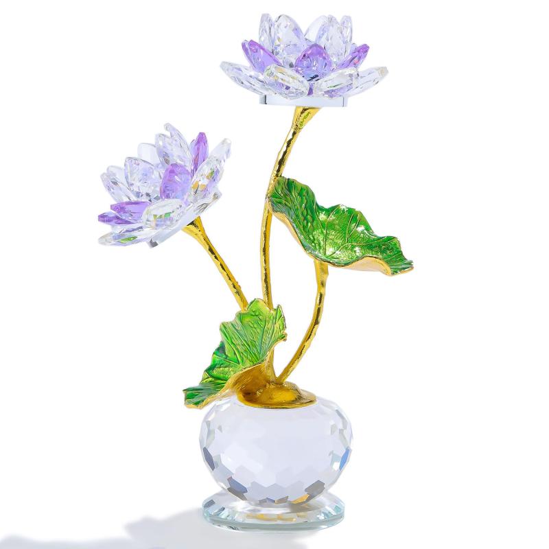 クリスタル 蓮の花 造花 置物 プレゼント