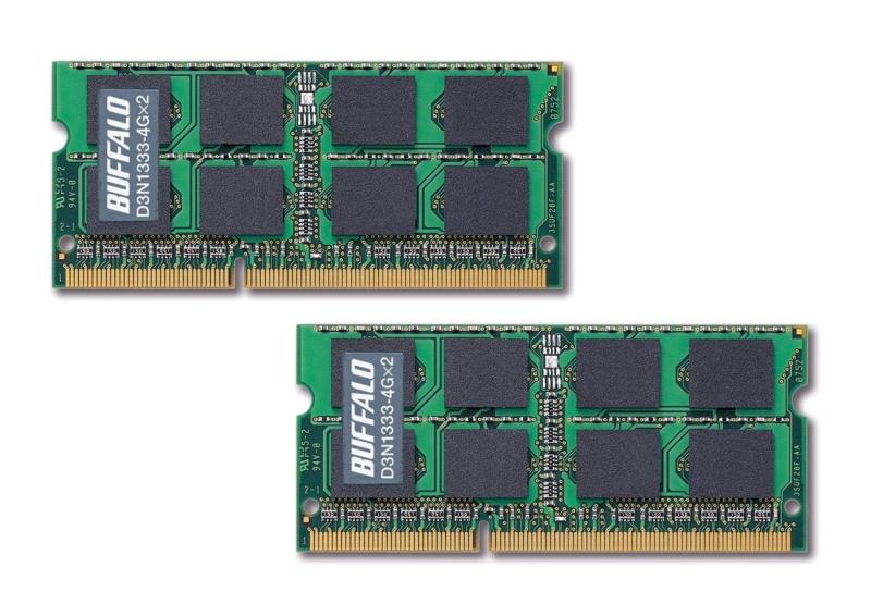 BUFFALO ノートPC用増設メモリ PC3-10600(DDR3-1333) 4GB×2枚組 D3N1333-4GX2/E|メゾンクローバー