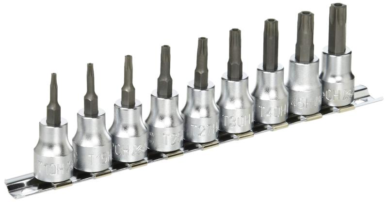 コーケン 3/8(9.5mm)SQ. イジリ止めトルクスビットソケットレールセット 全長50mm 9ヶ組 RS3025/9-HOLE｜メゾンクローバー