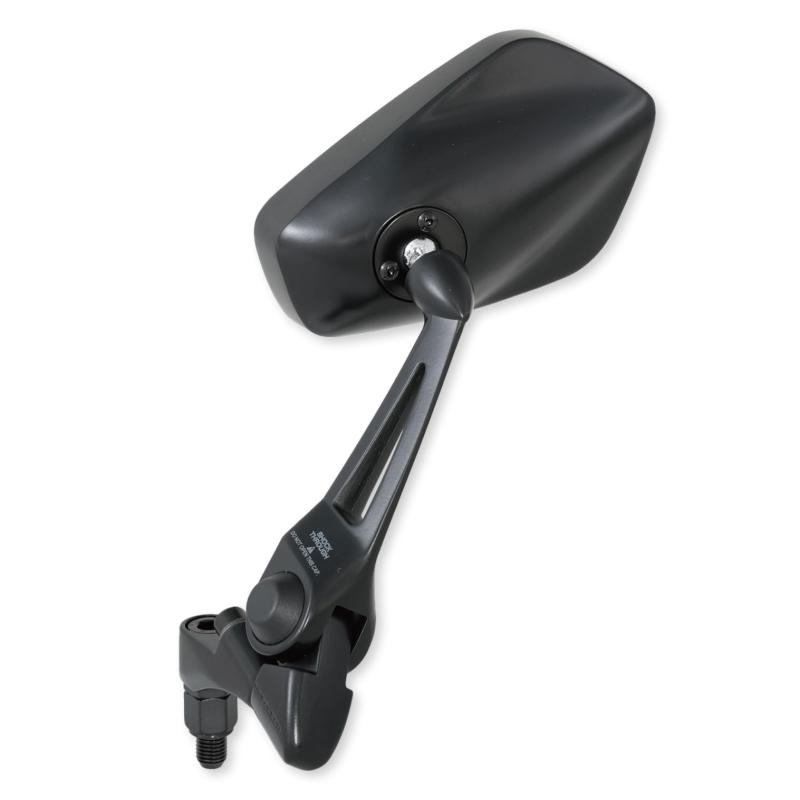 タナックス(TANAX) ナポレオン(NAPOLEON) NA-013 シャークミラー6 ブラック バイク用ミラー 10mm正ネジ/逆ネジボルト付き 左右共通 防眩鏡(レイセーブ鏡) 保安基準全年式適合 1本入り