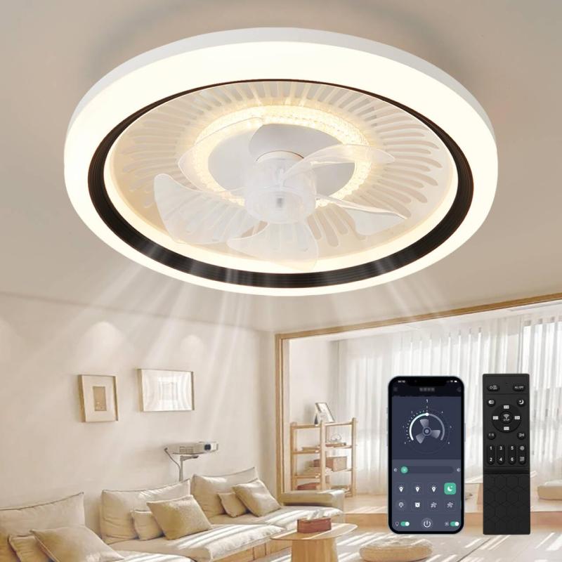 ZXhome シーリングファンライト シーリングライト ファン 50cm 扇風機 APPリモコン遠隔操作 LED天井ライト 昼光色 昼白色 電球色 無階段調光/調色/風量 6階段調整 ナイトライト付き ファン付き照