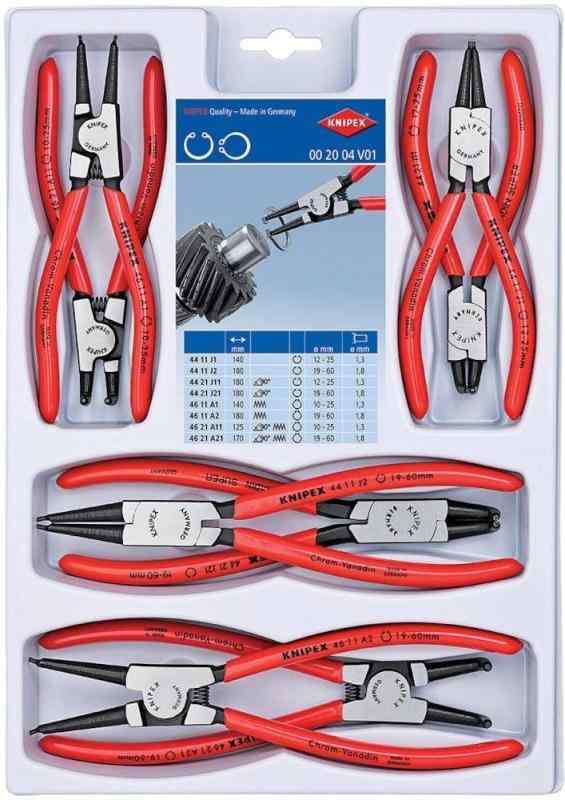 クニペックス KNIPEX スナップリングプライヤー 002004V01 スナップリングプライヤーセット(8本組) 002004V01
