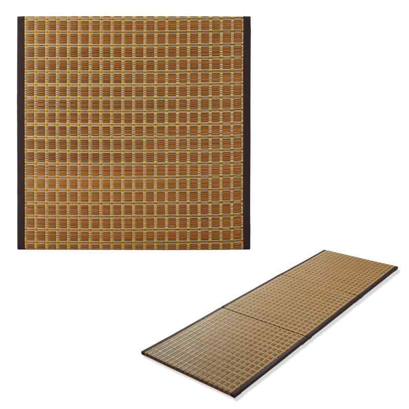置き畳 ユニット畳 半畳 い草 畳 マット ござ 82&times;82&times;2.5cm 半畳サイズ 縁つき 滑り止め付き 裏張り 厚手 掛川織り 和風 モダン ブラウン フローリング 和室 室内 消臭 抗カビ｜メゾンクローバー