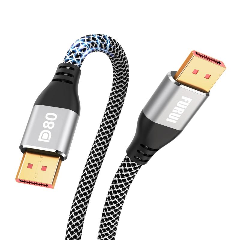 VESA 認証 Displayport 2.1 ケーブル、FURUI ナイロン編組 16K DP 2.0 ケーブル サポート80Gbps、16K@60Hz、10K@60Hz、8K@120Hz / 60Hz 、はラップトップ、テレビゲームモニターと互換性を｜メゾンクローバー