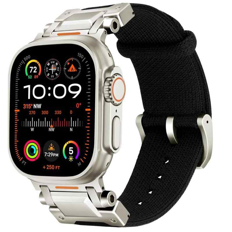 ACESTAR チタンクラスプ Apple Watch バンド 超軽量36.3g DLCコーティング 通気性 テキスタイル (49/45/44/42mm対応) Ultra/Series モデル