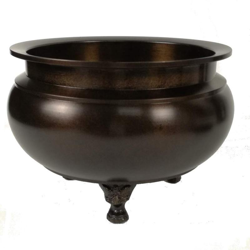 香炉 机上 香呂 (真鍮製 色付) 5寸 (獅子足) 龍印 線香立て 黒茶色 仏具 15,207円