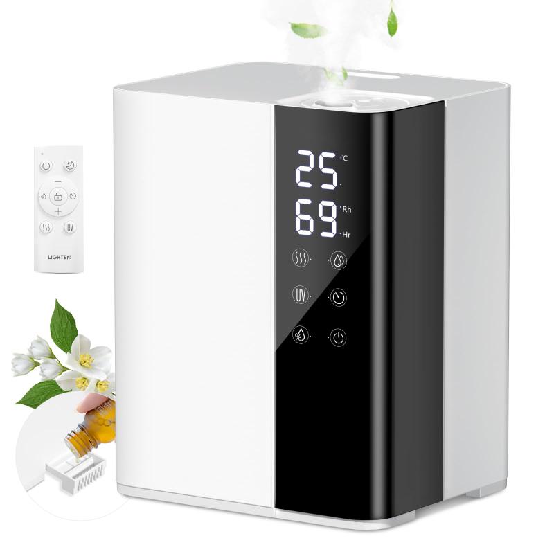 【ハイブリッド加湿器＆2024新登場】 加湿器 大容量 6L 超音波 加熱式 上部給水 リモコン付き 3段階加湿量 タイマー アロマ対応 睡眠モード 静音 消灯可能 2つミスト吹出口 湿温度表示 チャイ