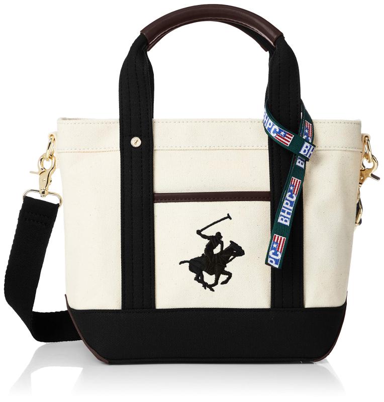 BEVERLY HILLS POLO CLUB キャンバストートバッグXS（ストラップ付） BH1006N IV/AQ/AQ（象牙色/青緑色/青緑色）