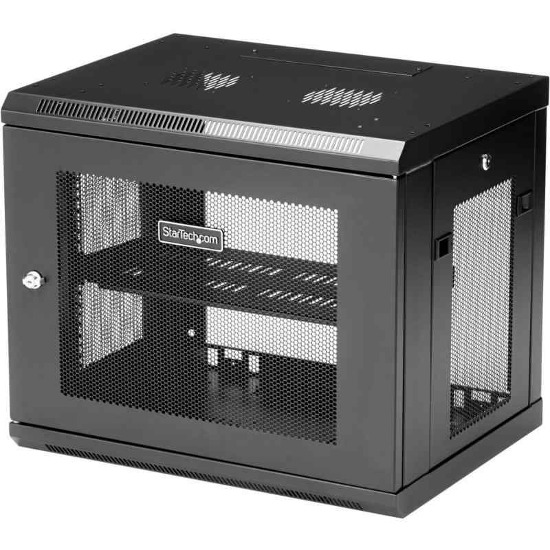 StarTech.com 19インチ サーバーラック／9U／2ポスト／壁掛けタイプ／取付奥行15cm - 38cm／ロック付きラックキャビネット／通気スリット・メッシュ RK9WALM