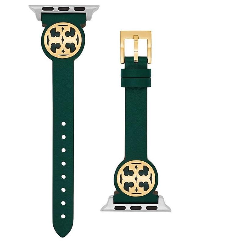 Tory Burch TBS0079 緑であること なめし革 ステンレス鋼スチール写真 レディース 同盟罷業一回り Apple Watch 38/40粍用