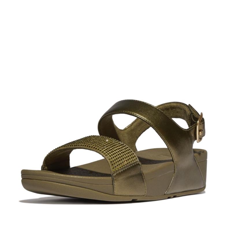 [相応うフロップ] 置き目品 レディース サンダルLULU CRYSTAL EMBELLISHED BACK-STRAP SANDALS Steeled Silver