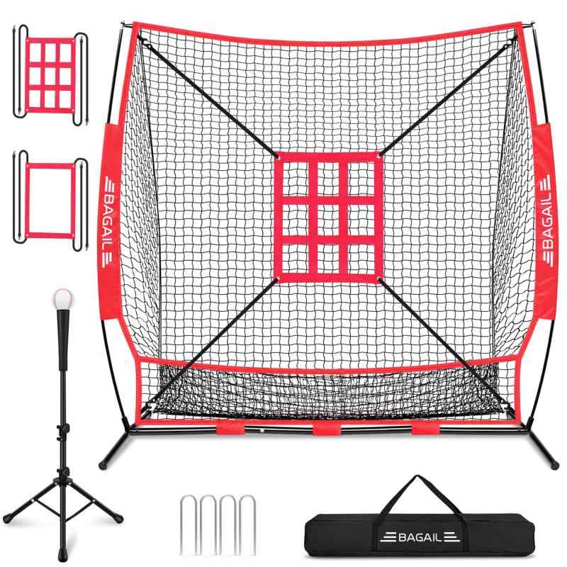 BAGIL野球ネット ベースボールネット 練習用 バッティングネット ピッチングネット スチール製 野球器具 硬式/軟式対応 打撃 投球 防球ネット ソフトボール練習ネット トレーニング 組み立