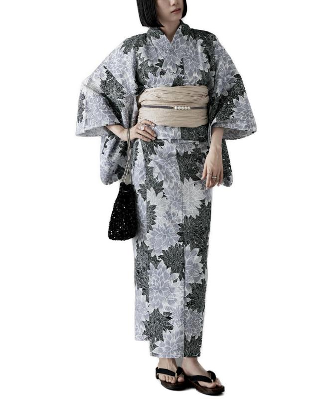 [asaka] セパレート綿浴衣＋しわ兵児帯 2点セット 浴衣 セット レディース 二部式浴衣
