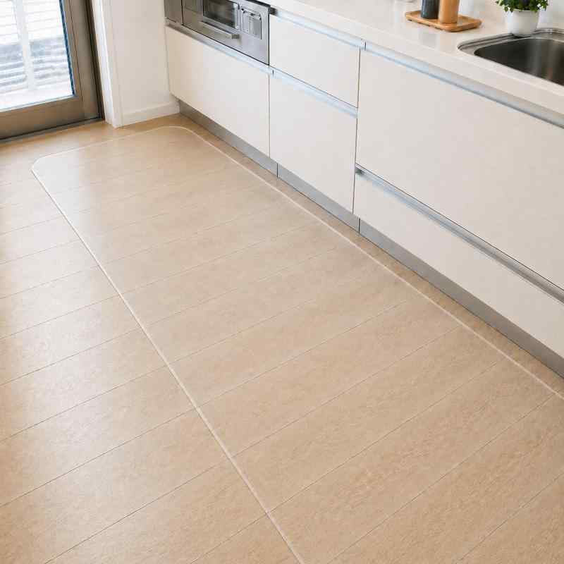 DIHACOZ キッチンマット【拭くだけ】 透明 薄型1mm 抗菌 防カビ 防臭 SGS認証 滑り止め 耐熱 床暖房対応 お手入れ簡単 カット可能 フローリング保護 台所マット クリア