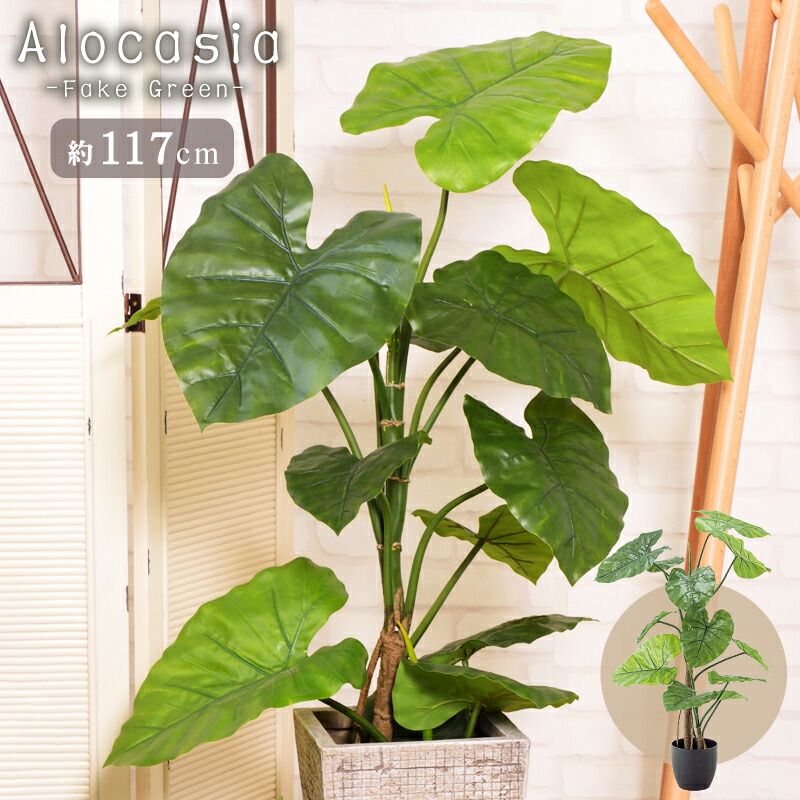 フェイクグリーン おしゃれ 人工観葉 観葉植物 インテリア 造花 リーフ アロカシア｜メゾンプラス　店