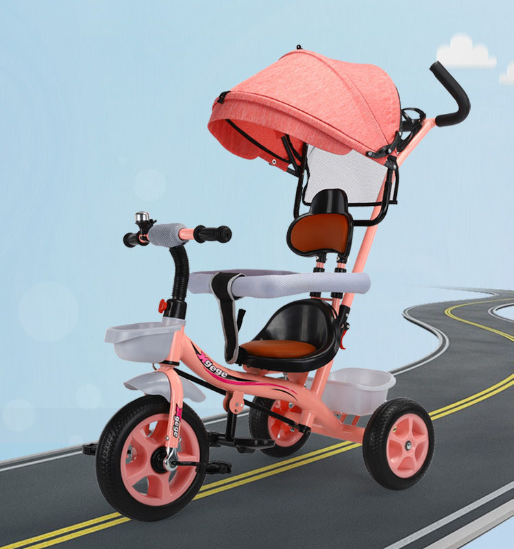 子供用三輪車 ベビーカー 押し棒付き ガードレール付き サンシェード 三輪車 2歳から7歳まで ペダル付き コントロールバー付きシートベルト付き 超軽量 機能満載 自転車 おもちゃ 乗用玩具 キッズプレゼント