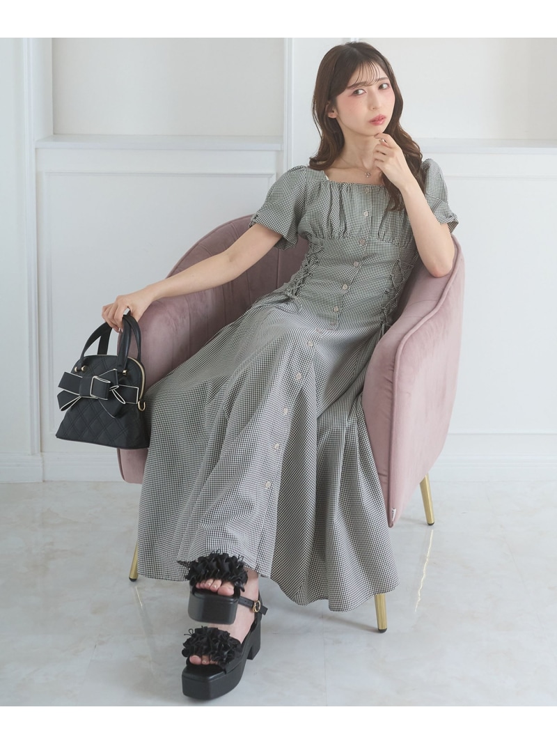 サイドレースアップスクエアネックワンピ MAJESTIC LEGON マジェスティックレゴン 衣装・御召しもの 余分の物の衣装・御召しもの 白いこと 黒いこと【貨物輸送無料】[ Fashion]