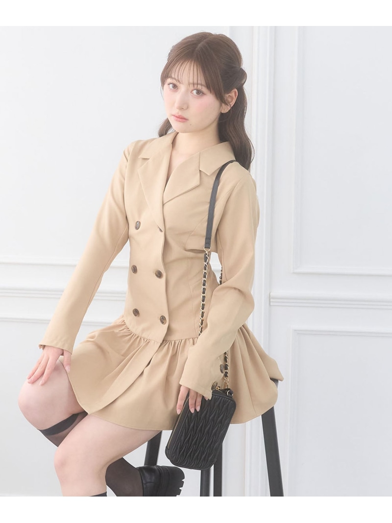 レースアップジャケットミニワンピ MAJESTIC LEGON マジェスティックレゴン 衣装・御召しもの 余分の物の衣装・御召しもの 薄墨色 ベージュ【貨物輸送無料】[ Fashion]