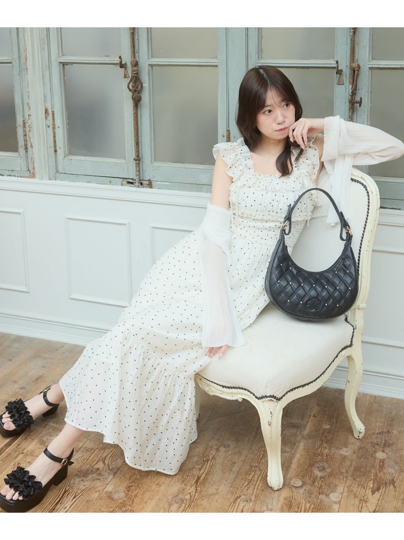 ショルダーフリルキャミワンピース MAJESTIC LEGON マジェスティックレゴン 衣装・御召しもの 余分の物の衣装・御召しもの 薄墨色 白いこと 緑であること【此れから取っておく】*【貨物輸送無料】[ Fashion]
