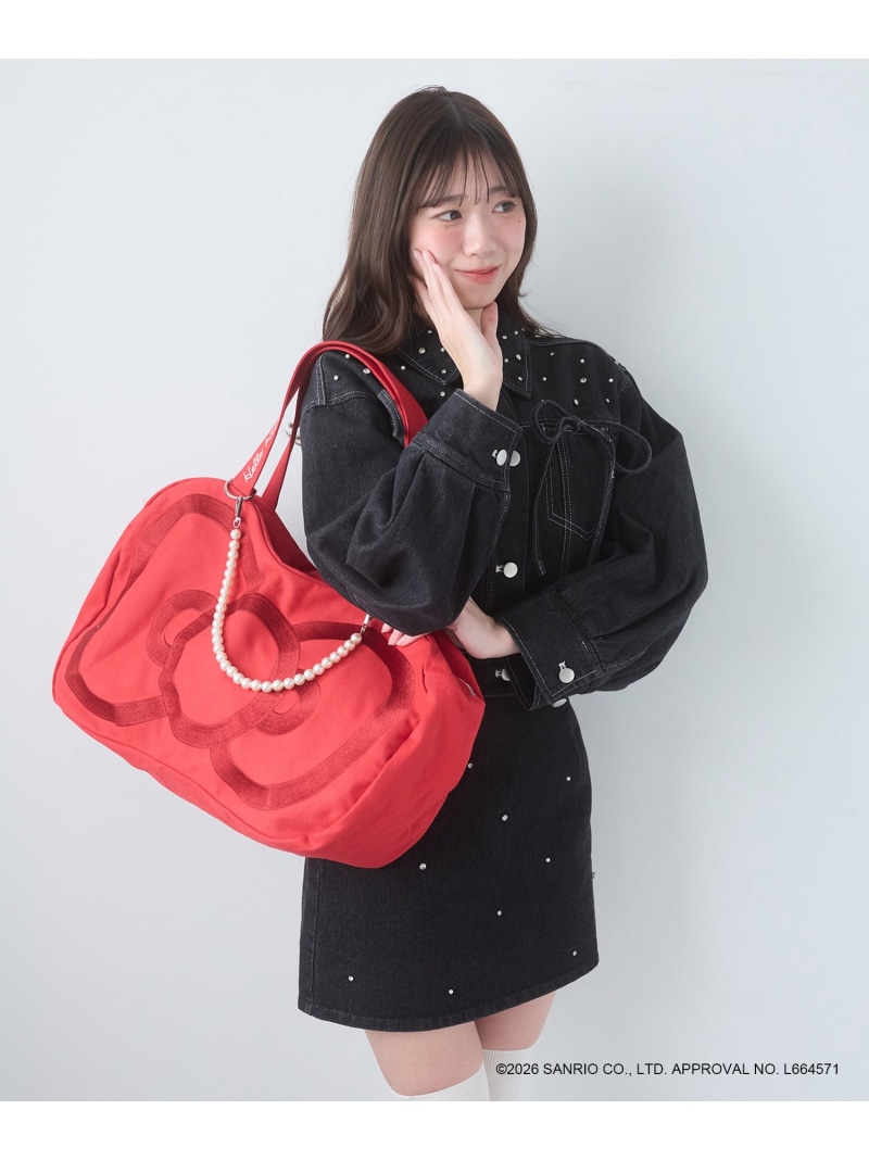 月暈キティ リボンキャンバストート MAJESTIC LEGON マジェスティックレゴン 御徒面子 トートバッグ 黒いこと 赤いこと【貨物輸送無料】[ Fashion]