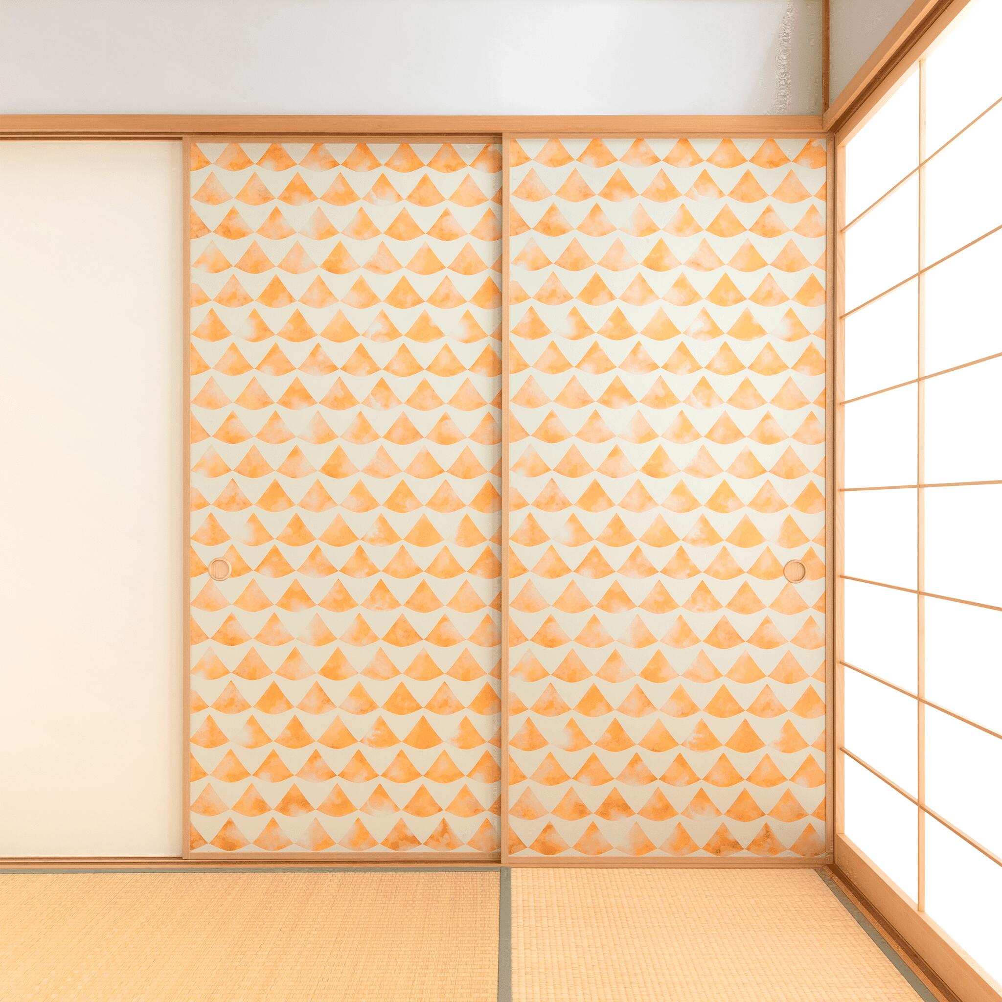 【送料無料】【本襖・和襖】waccara(ワッカラ)両面貼り(入口用)【波うろこ namiuroko 山吹】※仕上幅~920mm迄|和室リフォーム本舗