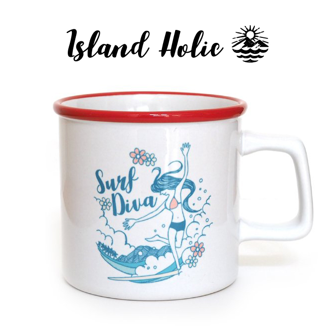 アイランドホリック マグカップ（Surf Diva）【island holic　ハワイ ハワイカフェ 雑貨 西海岸 カリフォルニア マグカップ サーフィン ハワイ雑貨 ハワイアン サーファー インテリア サーフ】画像