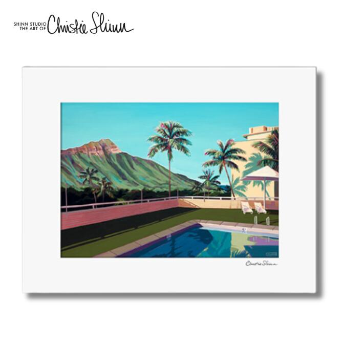 クリスティシン アートプリント POOL SIDE 28.0×35.5cm【Christie Shinn ハワイ ハワイアンアート　ハワイアン雑貨 絵 アーティスト 西海岸風 テイスト　インテリア アート 】