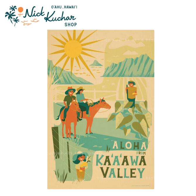 ニックカッチャー ハワイトラベルプリント Kaaawa Valley Oahu【Nick Kuchar nickkuchar ハワイ 　ハワイアンアート ハワイアン雑貨 ポスター 絵画 絵 ハワイ アーティスト 】