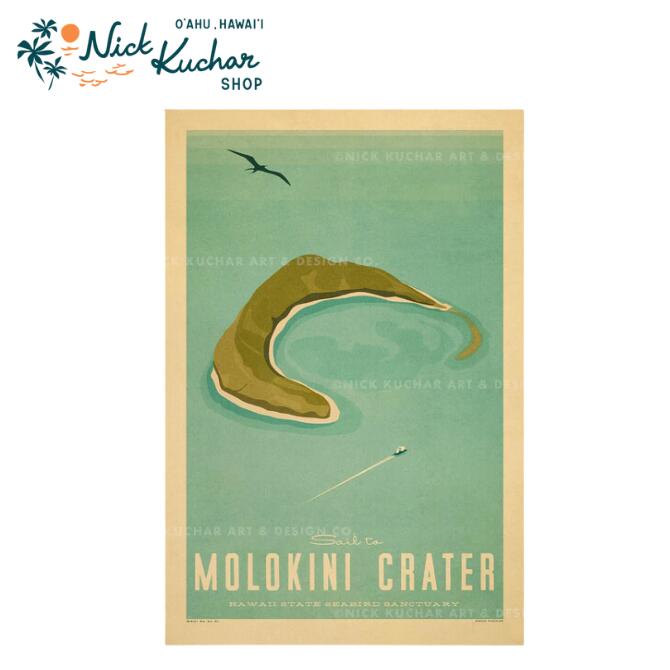 ニックカッチャー ハワイトラベルプリント Molokini Crater【Nick Kuchar nickkuchar ハワイ 　ハワイアンアート ハワイアン雑貨 ポスター 絵画 絵 ハワイ アーティスト 】